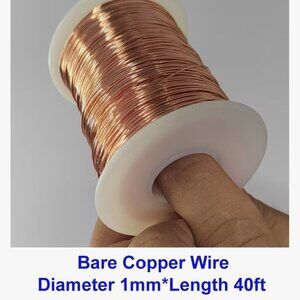 Bare Copper Wire, Diameter Diameter 1mm*Length 40ft